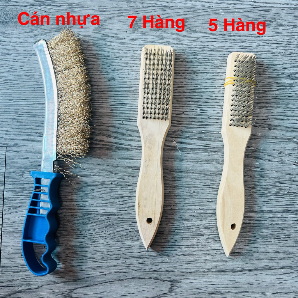 Bàn chải sắt cán gỗ 5 hàng, 7 hàng, hàng công ty siêu tốt chắc chắn