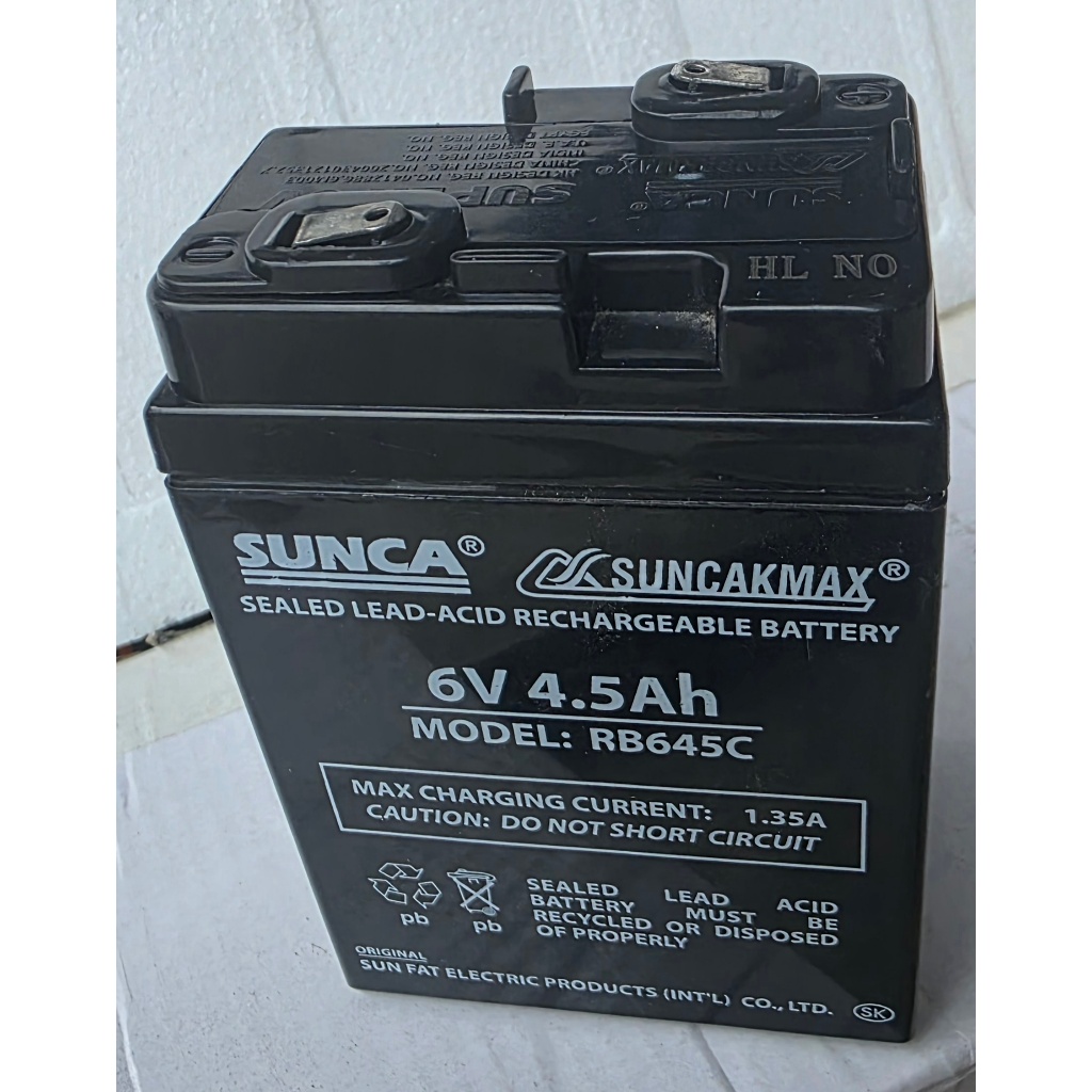 Ắc quy Sunca 6V 4.5Ah dùng cho quạt tích điện, đèn tích điện,cân điện tử, xe điện trẻ em- pin 6V-4.5