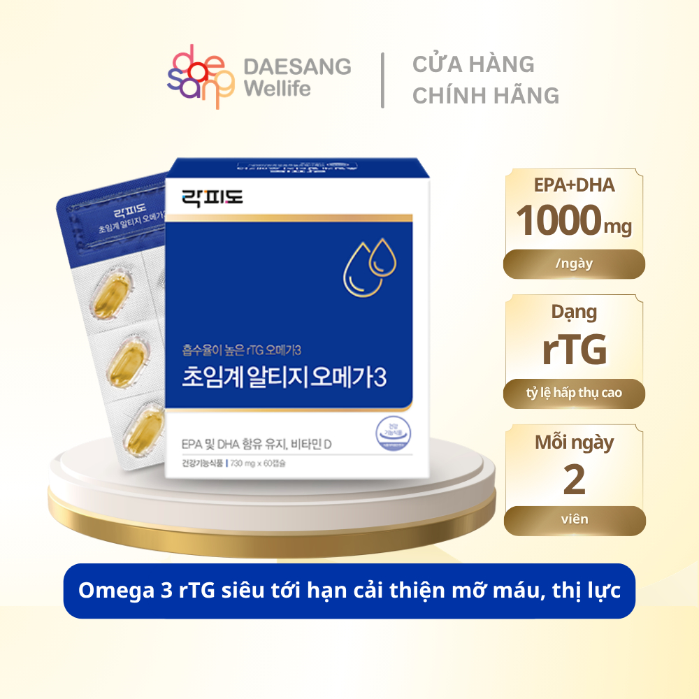 TPBVSK Viên uống Omega 3 dạng rTG siêu tới hạn Supercritical rTG Omega 3 Daesang Wellife