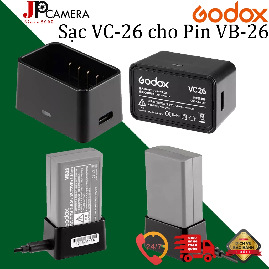 Sạc VC-26 cho Pin Godox VB-26 của Flash Godox V1