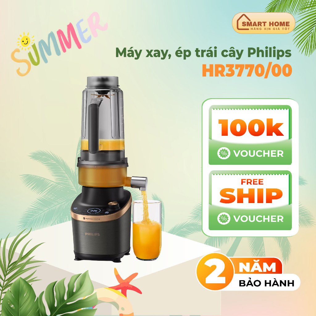 Máy xay sinh tố Philips HR3770, công suất 1500W, dung tích 1.8 Lít, bảo hành 2 năm, hàng chính hãng