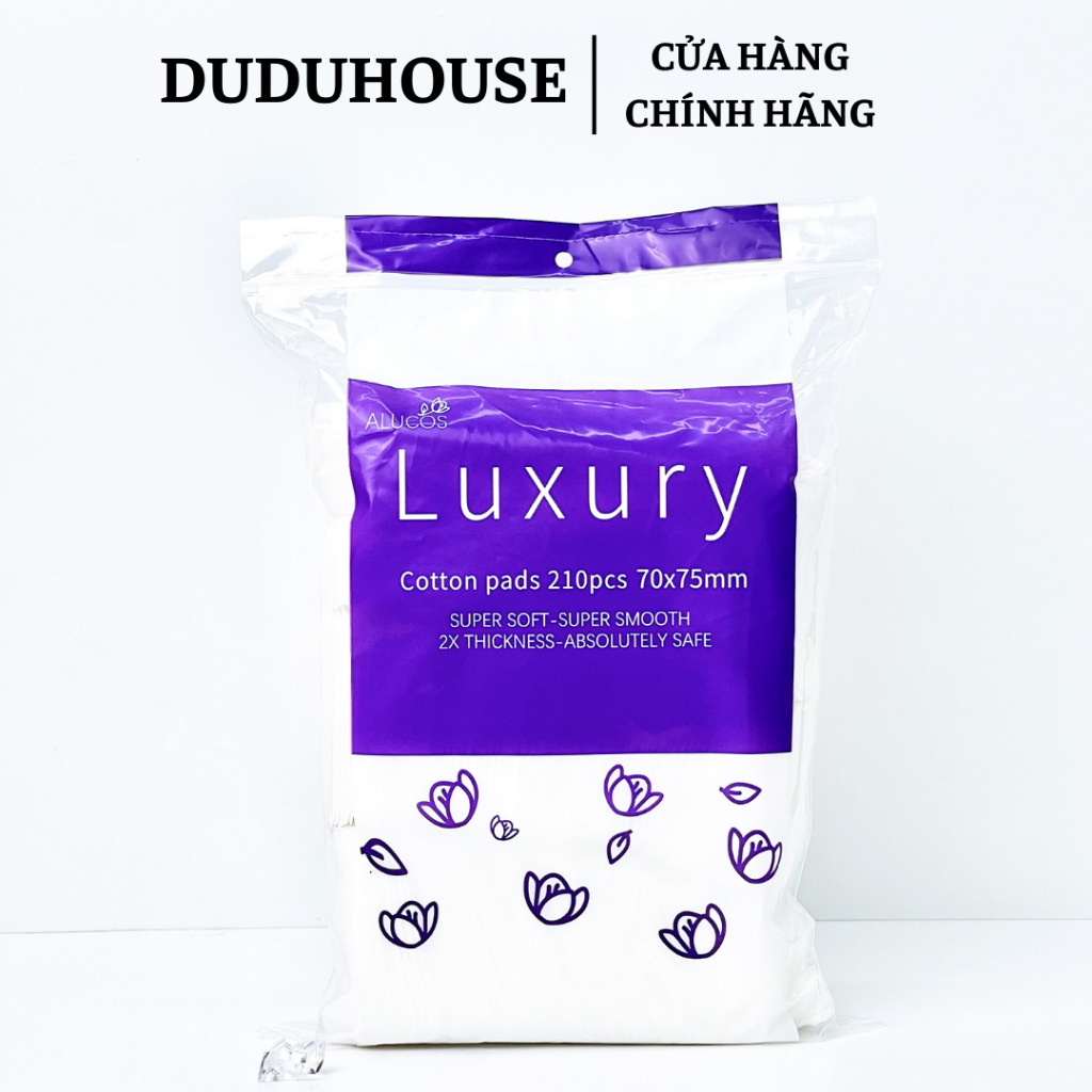 Bông Tẩy Trang Alucos Luxury Mềm Mịn Giúp Làm Sạch Da Size 210 Miếng