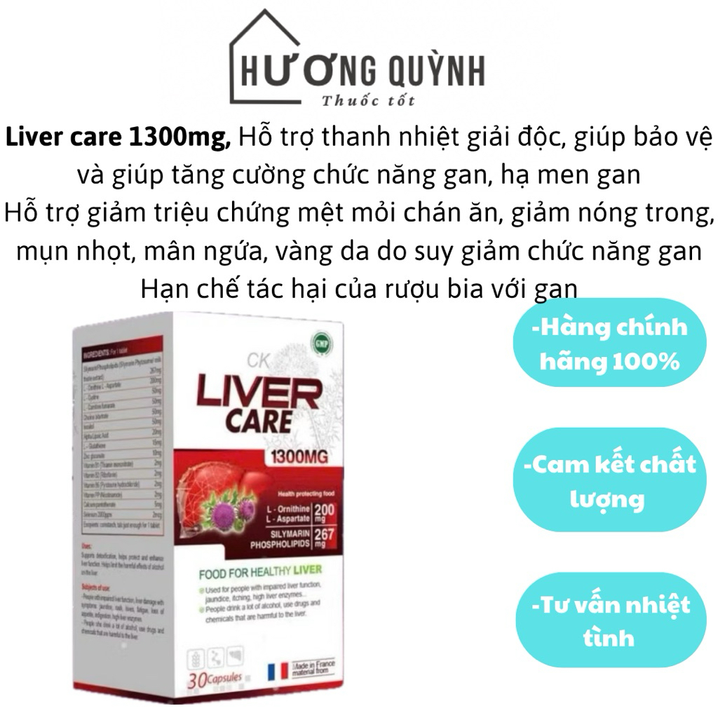 Ck LIVER CARE 1300 mg- nhập khẩu từ Pháp hỗ trợ thanh nhiệt, giải độc gan (Hộp/ 30 viên)