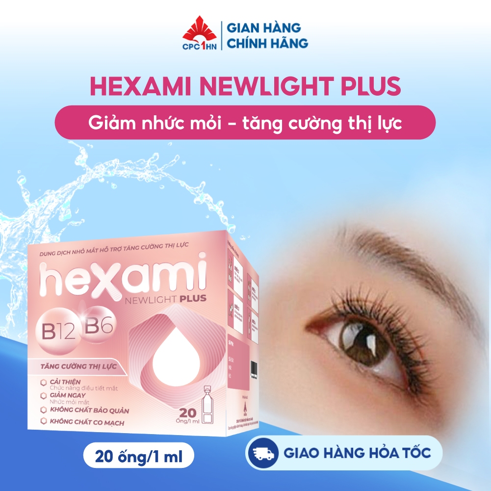 Tép Nhỏ Mắt giảm mỏi mắt HEXAMI NEWLIGHT PLUS dưỡng mắt hiệu quả, giảm khô mắt an toàn Hộp 20 ống