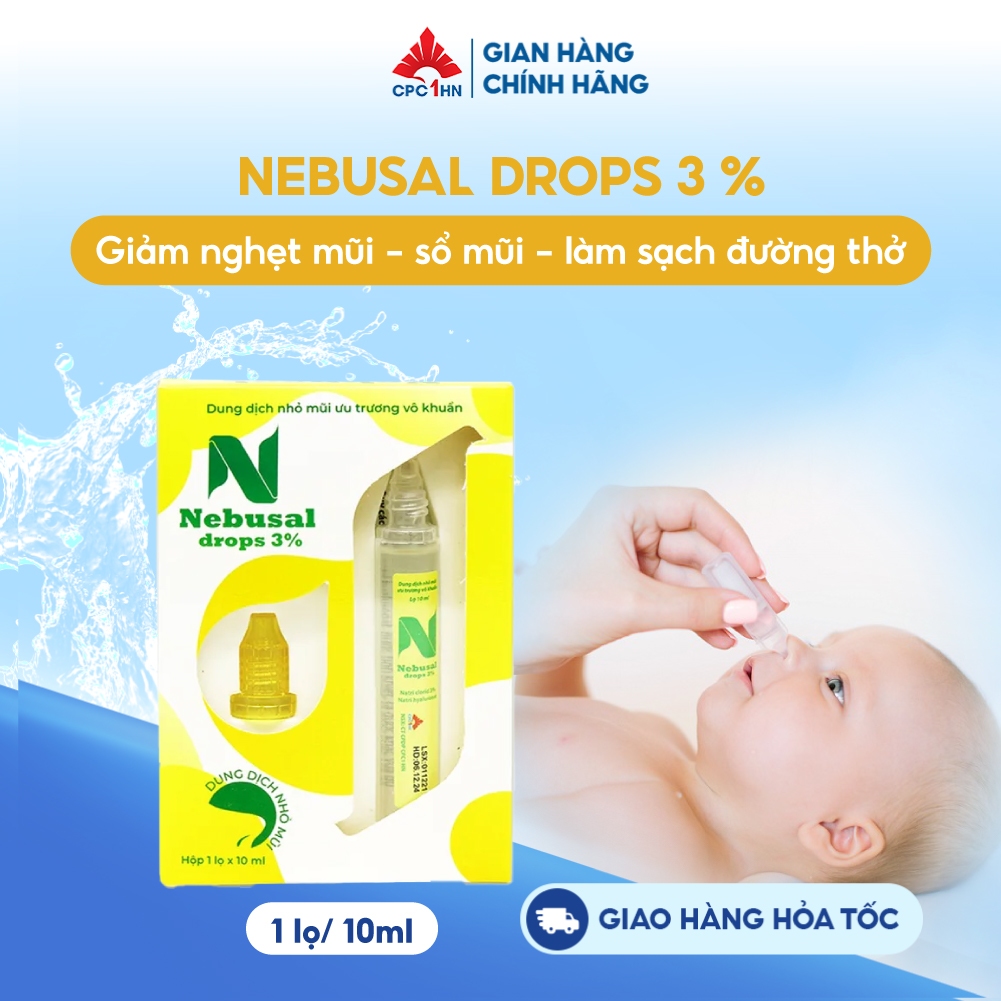 Nuớc muối Nhỏ Mũi Ưu trương Nebusal Drop 3% - Công Thức Vàng Cho Trẻ Nghẹt Mũi 10ml