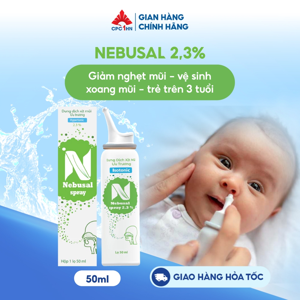 Xịt Thông Mũi CPC1HN NEBUSAL SPRAY Nước Muối ưu trương 2,3% Giảm Nhanh Nghẹt Mũi Cho Mẹ Bầu
