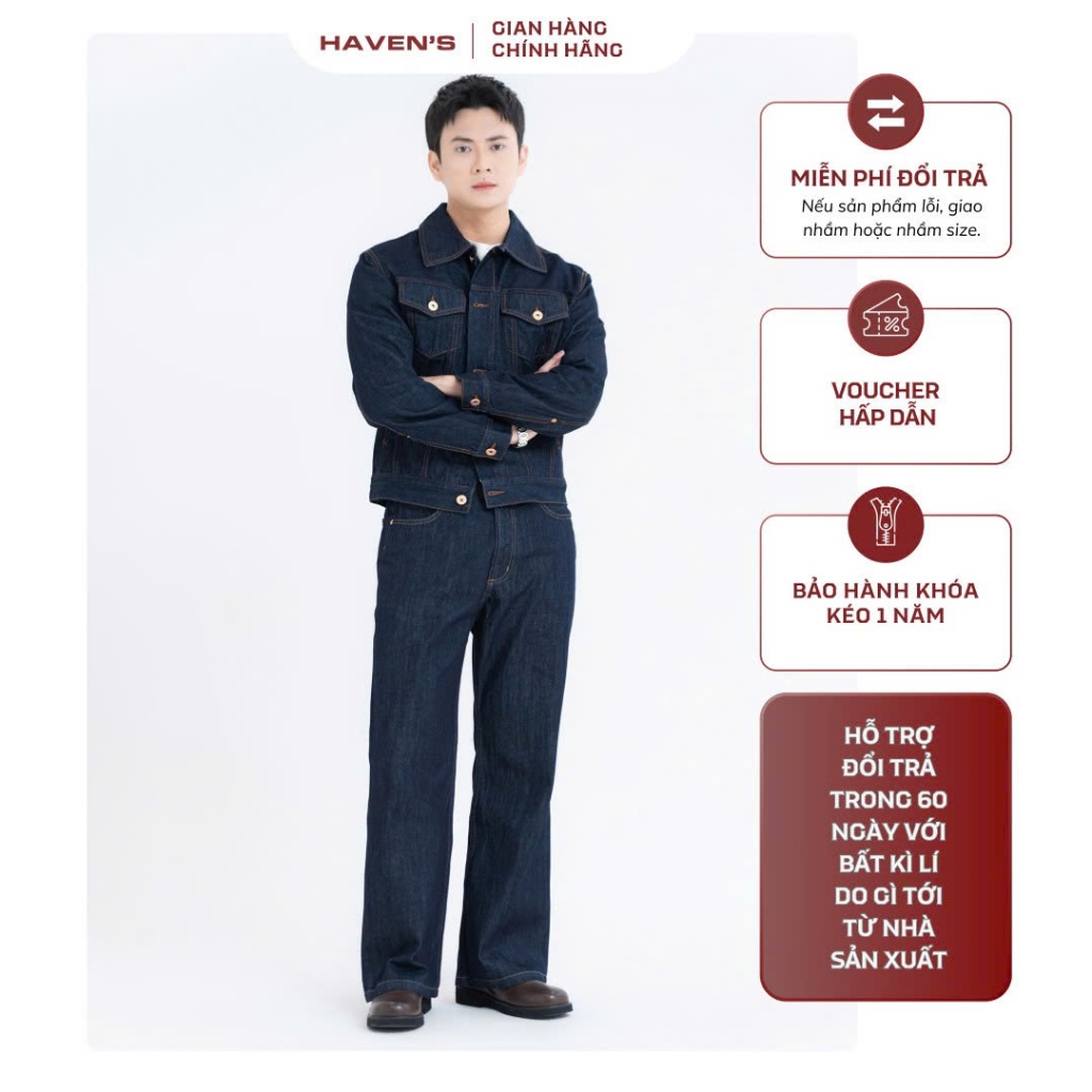 [NEW PRODUCTS]  Áo Jacket Denim form crop Type 3 màu Raw Denim Indigo, Áo khoác jean Haven's 95% cot