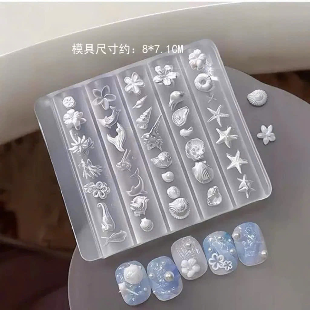 Khuôn silicon ốc-ngao-sò-cá biển 36 chi tiết