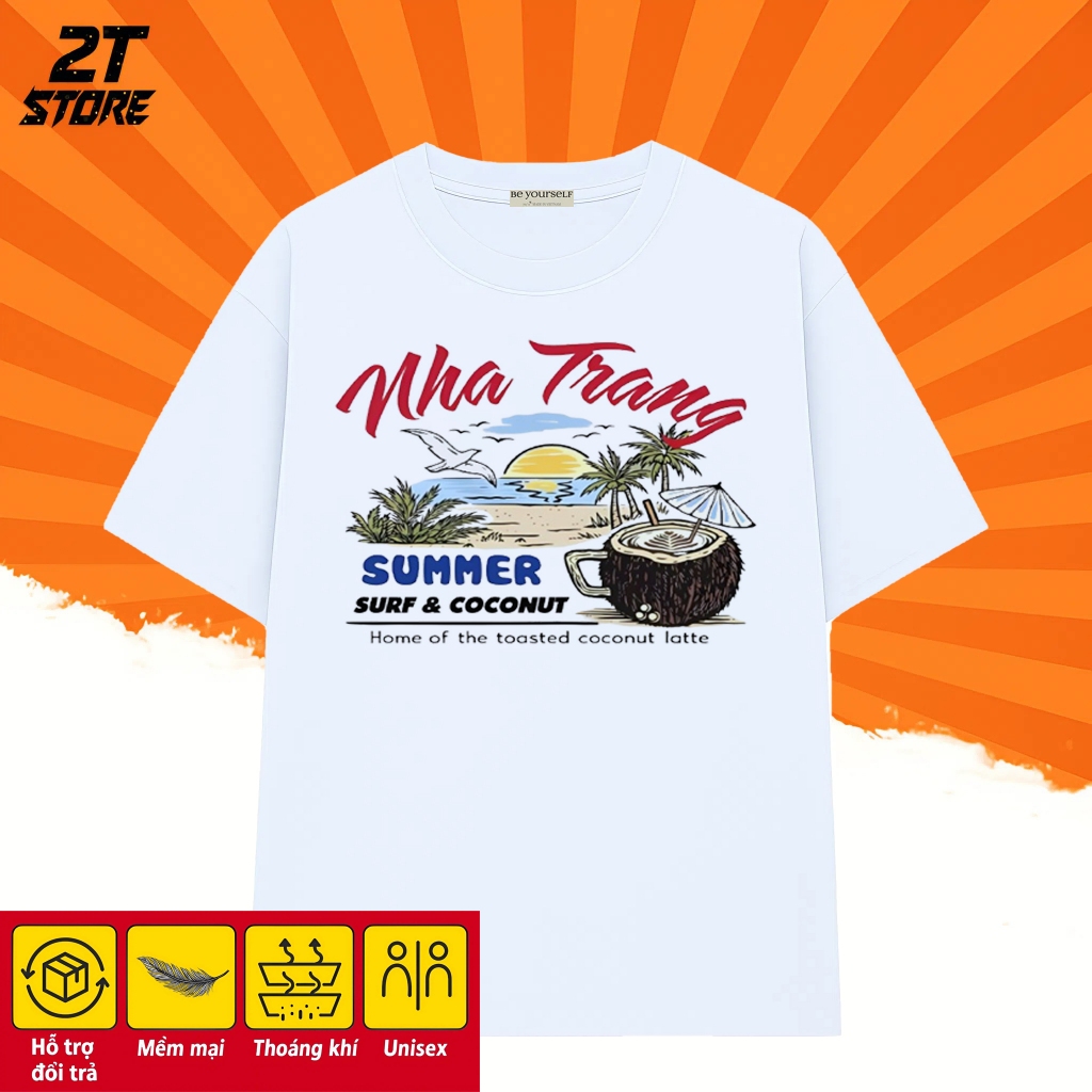 Áo Thun Unisex Nam Nữ Form Rộng Oversize Thoáng Mát In Hình "BÌNH MINH BIỂN NHA TRANG", Áo Phông Du 