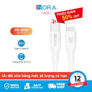 1HORA Dây cáp sạc nhanh PD 20W Type C to Phone thích hợp cho Phone 11, 12, 13, 14 PM Silicone cao cấp
