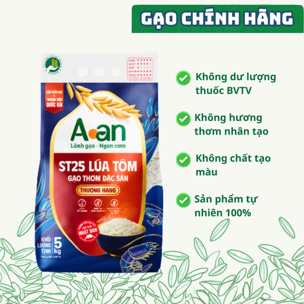 Gạo Lúa Tôm ST25 A AN túi 5kg