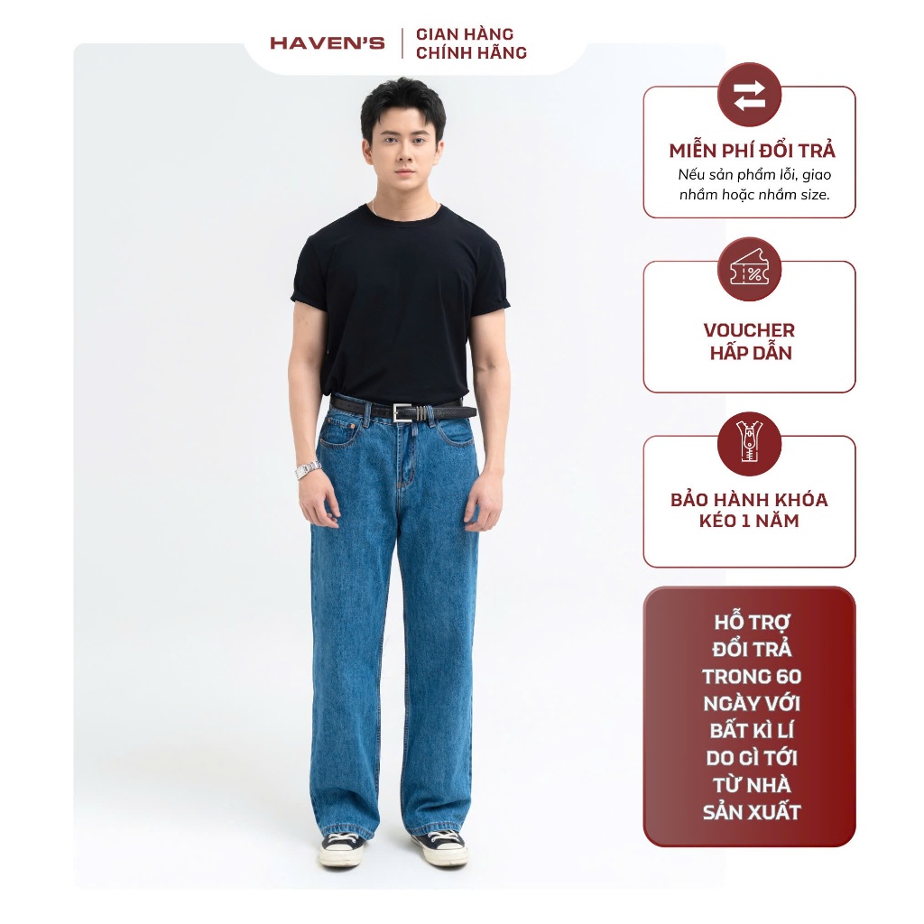 [SS1] Quần ống suông Haven’s, quần jean nam form Relaxed vừa vặn thoải mái, co giãn nhẹ, dễ mặc hàng