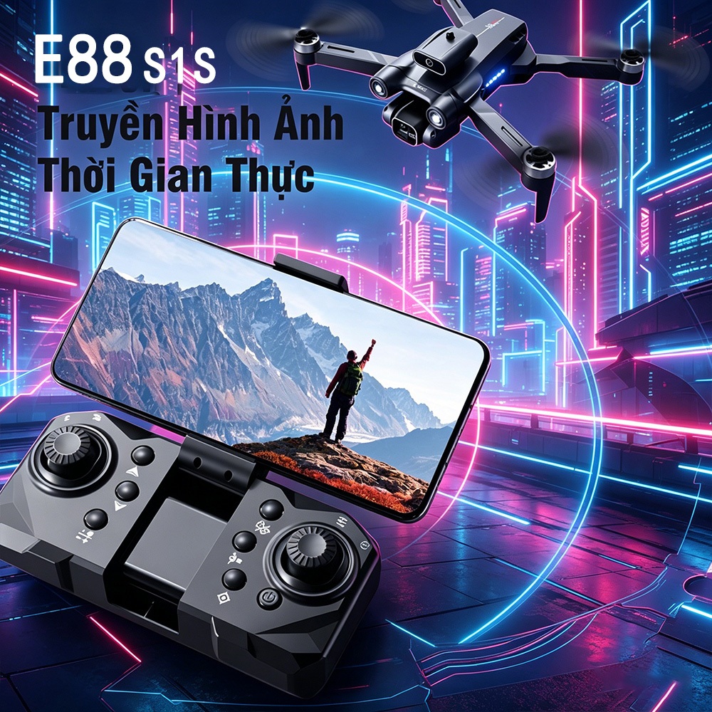 Flycam E88 S1S Chính Hãng – Camera Kép 4K Chống Rung, Động Cơ Brushless Bền Bỉ, Cảm Biến Tránh Vật Cản | BigBuy360 - bigbuy360.vn