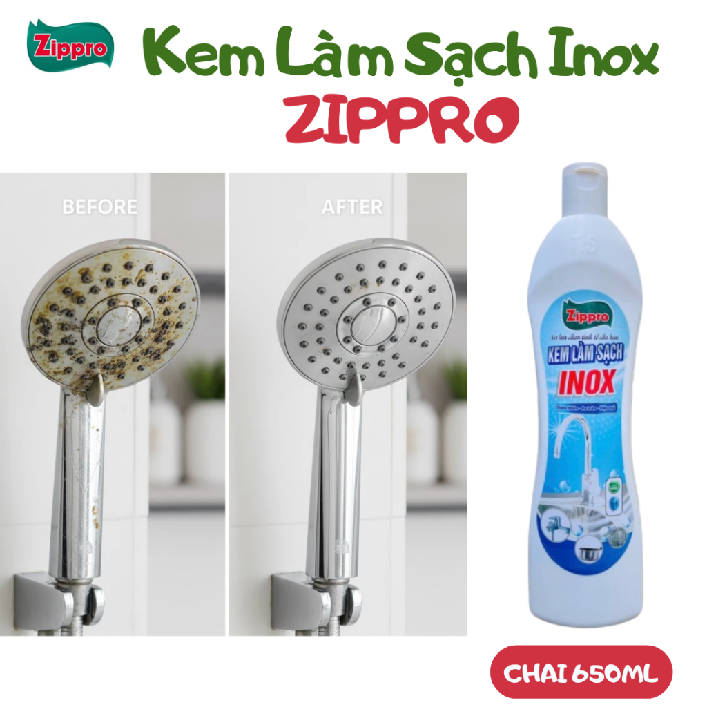 Kem Làm Sạch Inox ZIPPRO 650g – Làm Sạch Inox Ố Vàng, Xỉn Màu, Gỉ Sét Nhẹ Sáng Bóng Như Mới