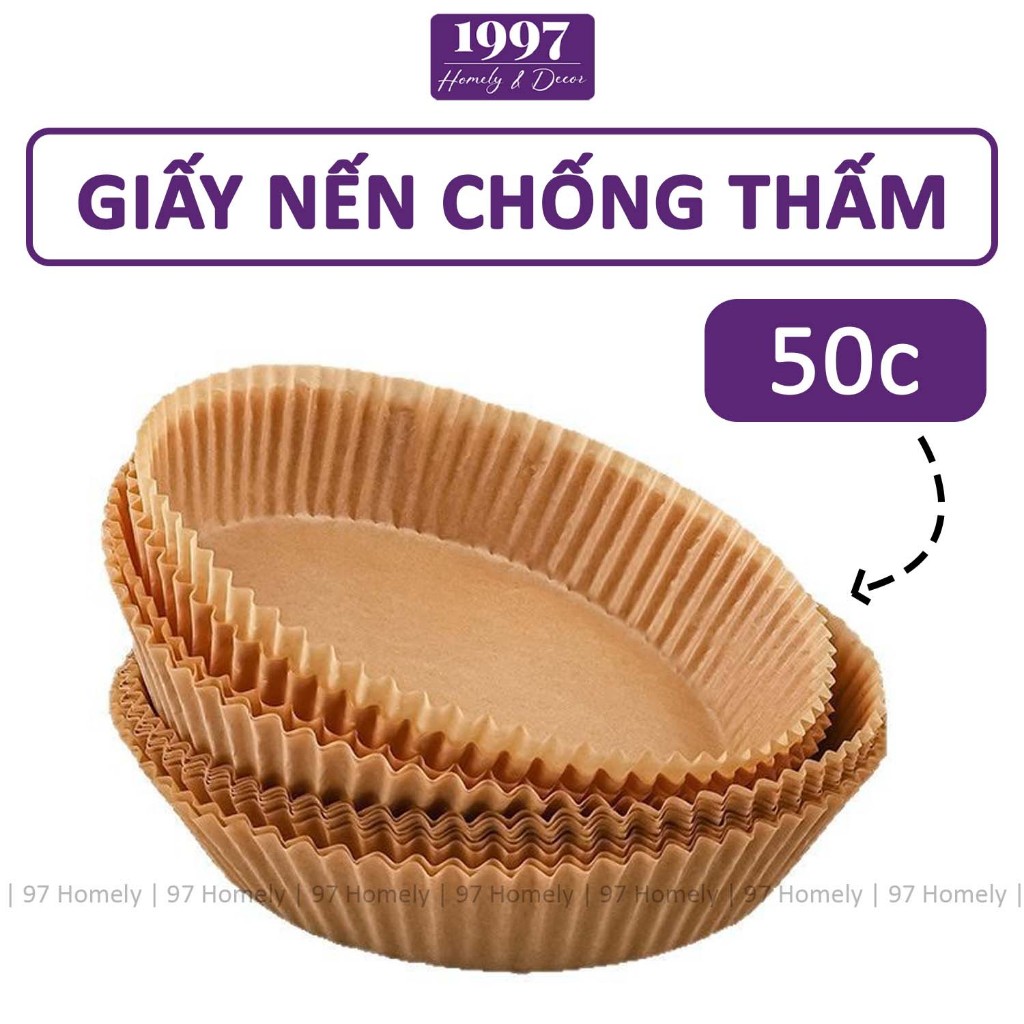 Giấy Nến Lót Nồi Chiên Không Dầu 97HOMELY Set 50 Chiếc Chống Thấm Dầu Siêu Dai DT240304001