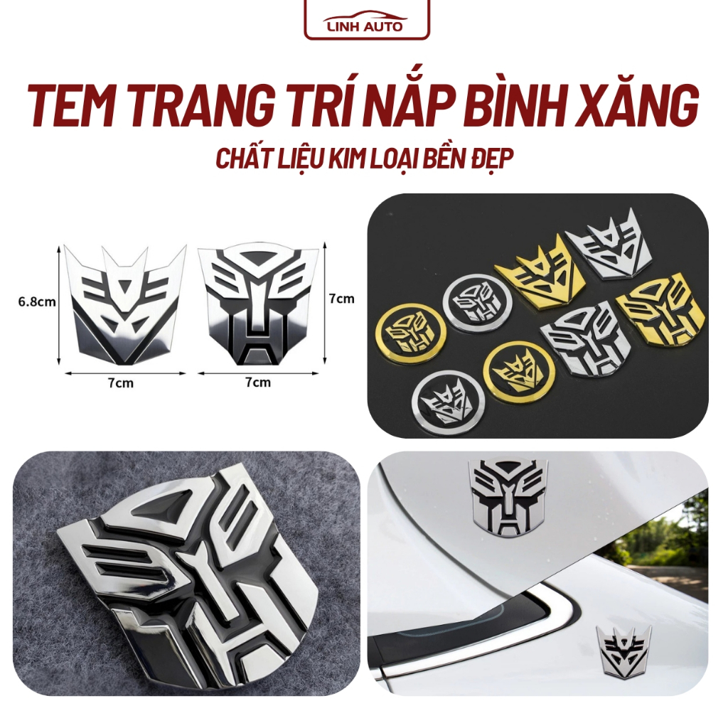 Tem dán nắp bình xăng ô tô Transformers, Decal 3D trang trí xe hơi xe máy chống nước