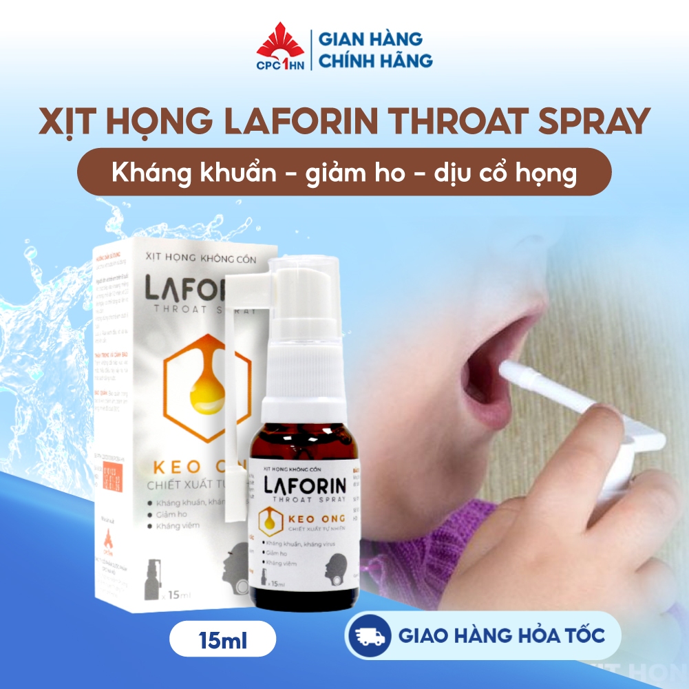 Xịt Họng Laforin Throat Spray giảm nhanh đau họng, ngứa rát họng, Ho Khan Hiệu Qủa Chai 15ml