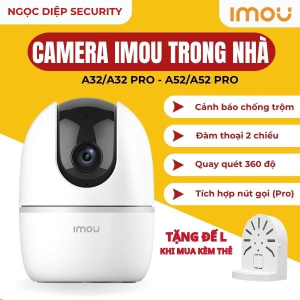 Camera Imou Trong Nhà A32 A32 PRO A52 A52 PRO, Tích Hợp Còi Báo Động, Đàm Thoại 2 Chiều, Xoay 360 Độ