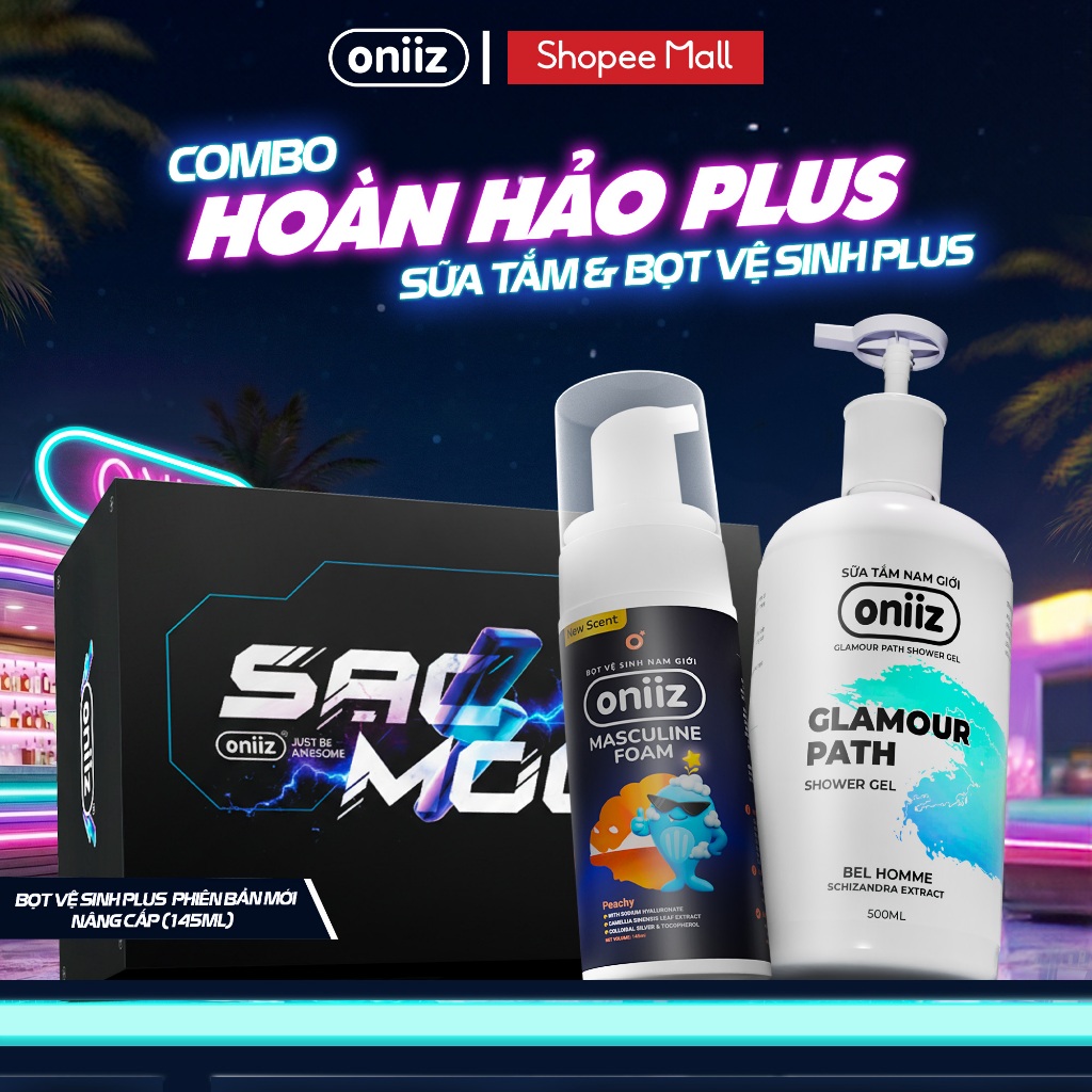 Combo Hoàn Hảo Plus - Bọt vệ sinh nam giới Oniiz Plus, Sữa tắm hương nước hoa Oniiz