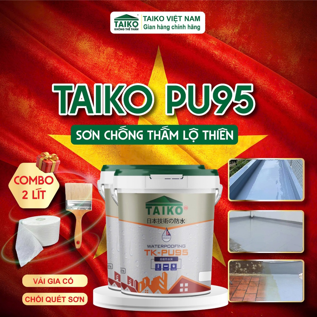 Combo 2L TAIKO PU95 Chống Thấm Đa Năng Gốc Polyurethane (PU) - Keo Sơn Chống Thấm Sàn Lộ Thiên Đã Ốp