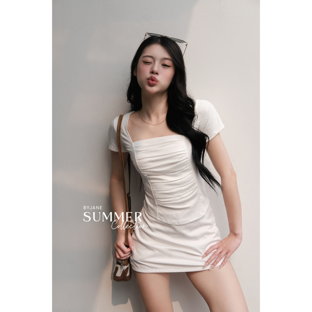 Áo Thun Nữ Ôm Body Cổ Vuông Nhún Ngực BYJANE Co Giãn 4 Chiều - 117 | BigBuy360 - bigbuy360.vn
