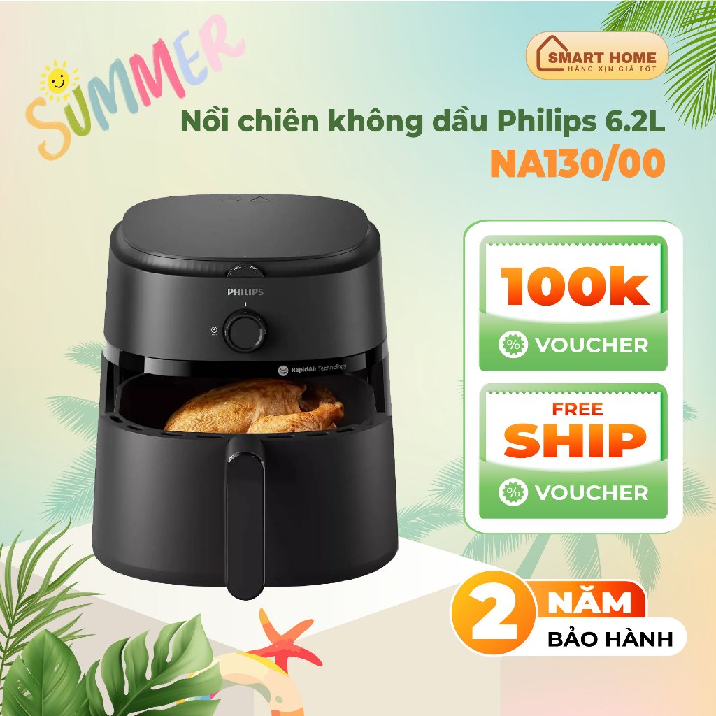 Nồi chiên không dầu Philips 4.2L/6.2L - NA120/NA130, 1700W, Công Nghệ RapidAir