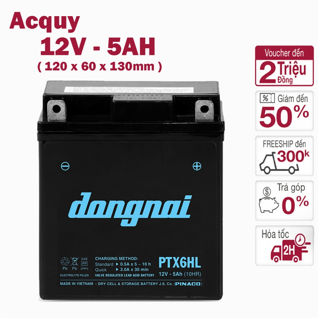 Bình Ắc Quy ( Acquy ) Xe Máy 12V 5AH | Thay Thế Bình Xe Máy Cũ | Loa kéo di động | Xe điện DFi3