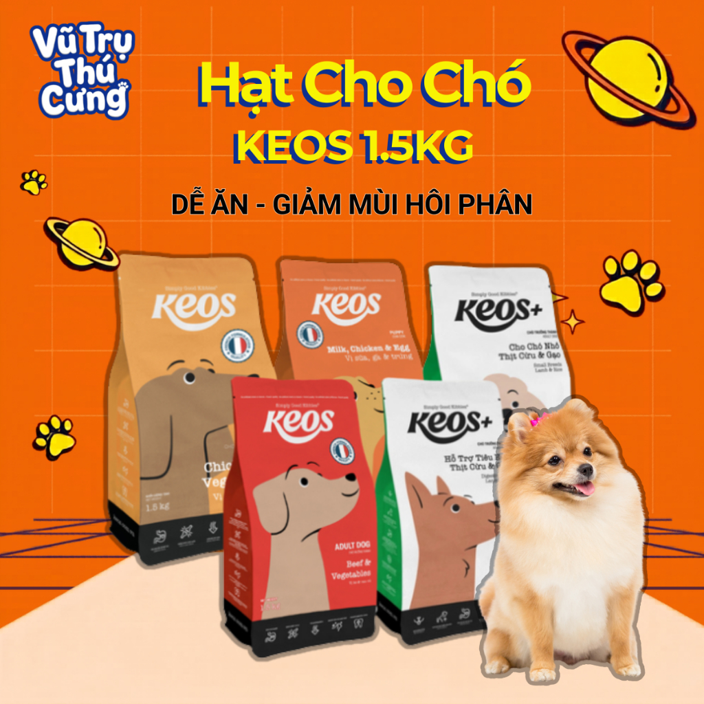 (1.5Kg) Thức Ăn Hạt Cho Chó Mọi Lứa Tuổi Keos