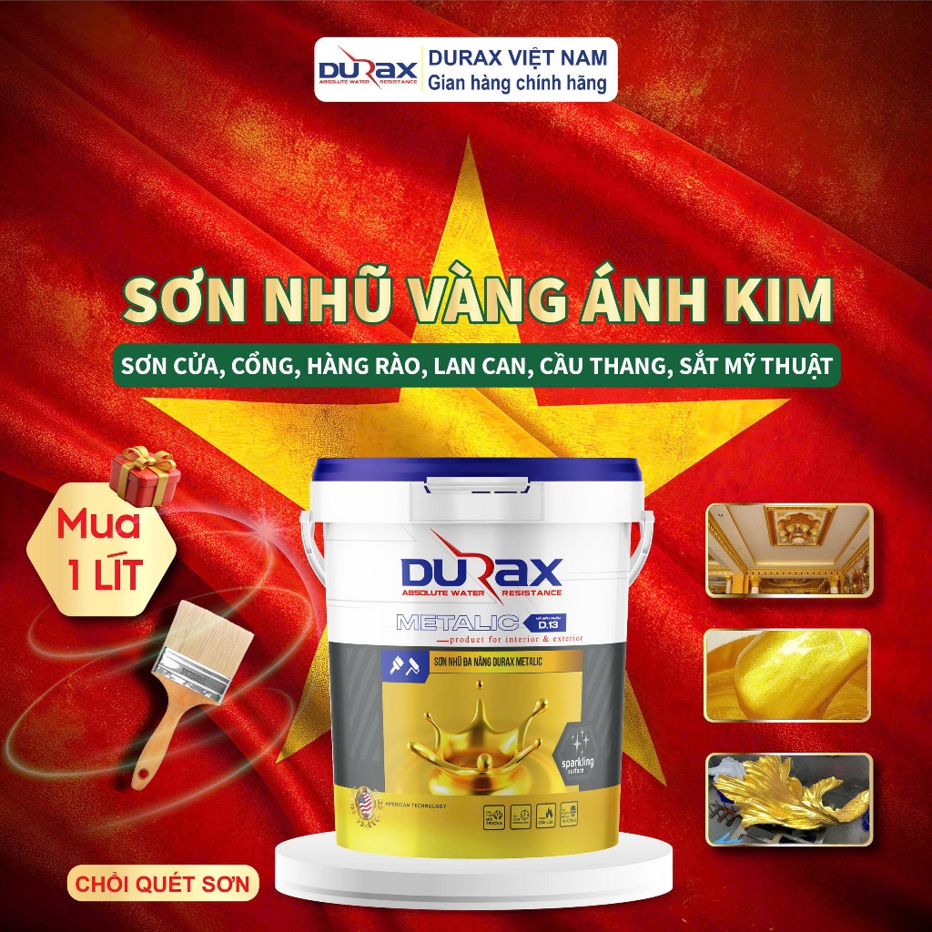 Sơn Nhũ Vàng Ánh Kim Trang Trí Ngoại Thất Hệ Nước An Toàn Bền Màu, Sơn trên mọi bề mặt
