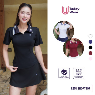 Áo thể thao nữ cổ polo phối viền cách điệu cộc tay Remi Today U Wear thời trang năng động, chơi tennis