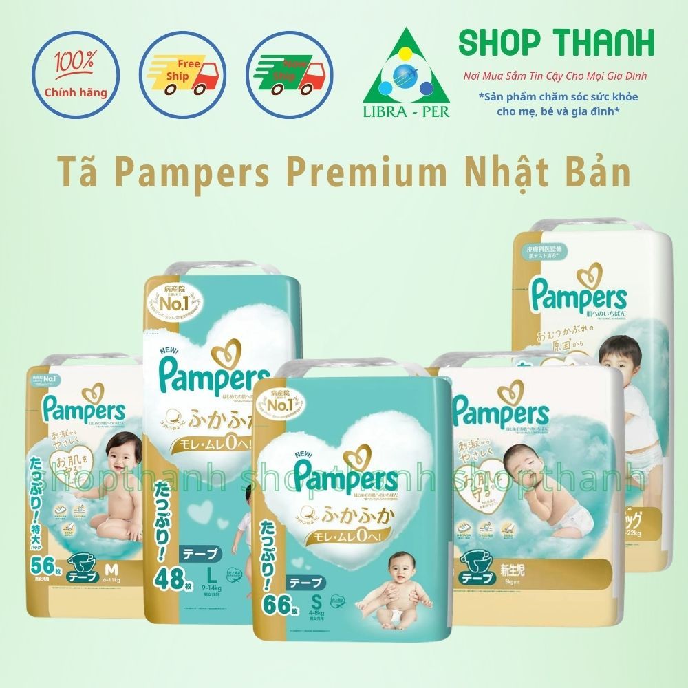 Tã/Bỉm Quần & Dán Pampers Premium Nội Địa Nhật – Siêu Mỏng, Siêu Mềm, Khô Thoáng, Dịu Êm Da Nhạy Cảm