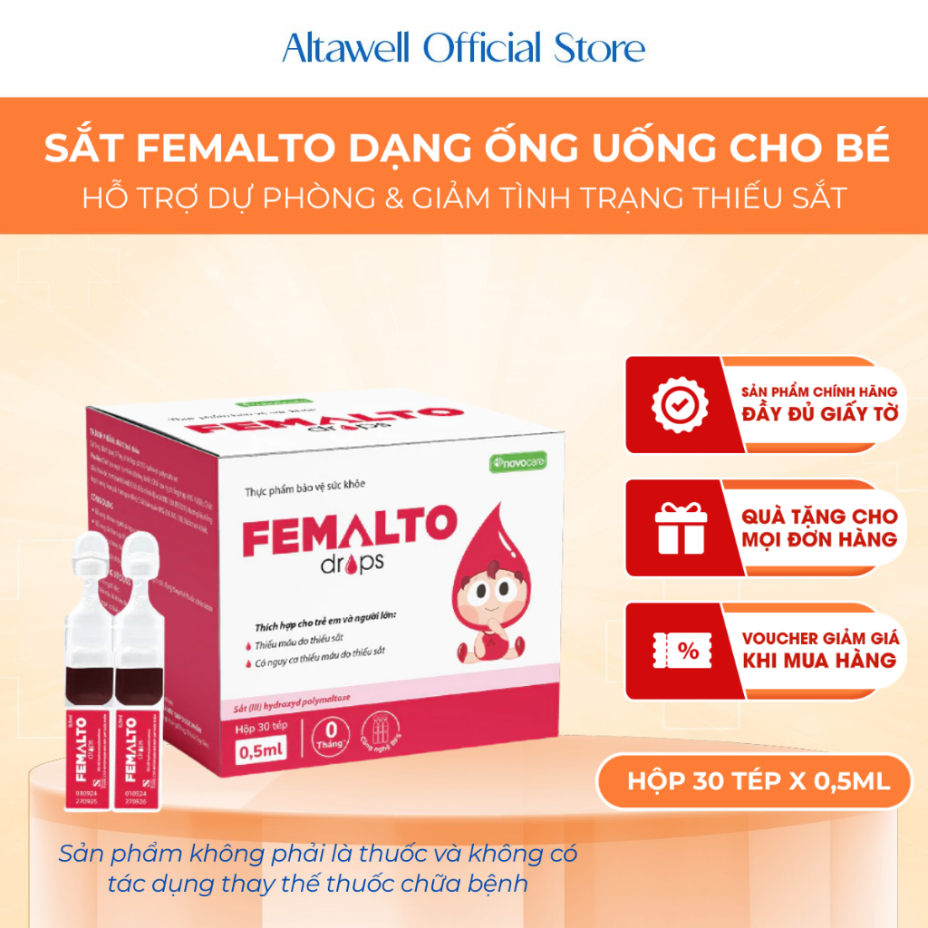TPBSSK Sắt Femalto Drops Dạng Ống Uống BFS - Hỗ Trợ Dự Phòng Và Giảm Tình Trạng Thiếu Sắt Cho Bé