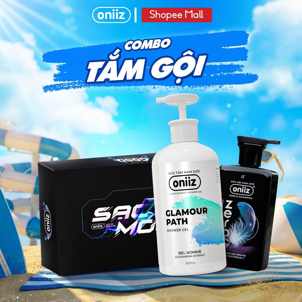 Combo Tắm Gội Oniiz, Sữa tắm hương nước hoa nam tính 500ml, Dầu gội ZeroG sạch gàu, hương nước hoa đ