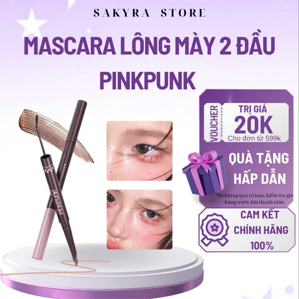 Chì Kẻ Mày 2 Đầu PinkPunk Sắc Nét Mascara Lông Mày Không Lem Không Trôi, Phù Hợp Cho Người Mới | BigBuy360 - bigbuy360.vn