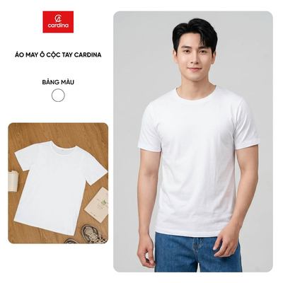 Áo may ô nam CARDINA cộc tay co giãn chất cotton thoáng mát 6ATC40