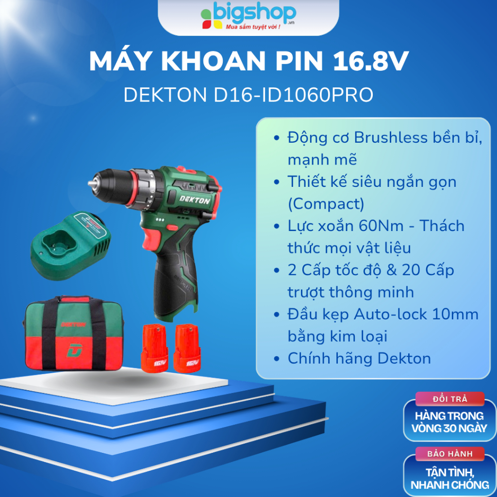 Máy khoan pin 16.8V Dekton D16-ID1060PRO