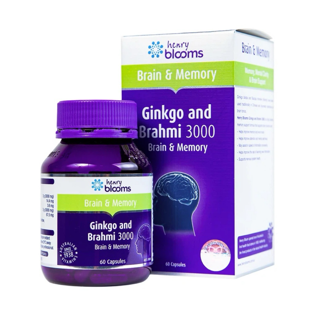GINKGO AND BRAHMI 3000 - 60 viên - hoạt huyết, tăng cường tuần hoàn não, giảm hoa mắt, chóng mặt, su