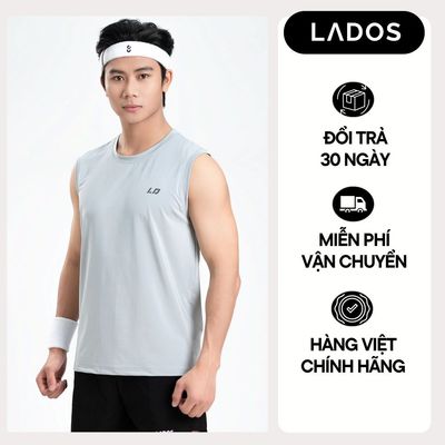 Áo thun tank top nam trơn LADOS-9181 vải thun poly mềm mịn co giãn,tập gym, chạy bộ, đi chơi