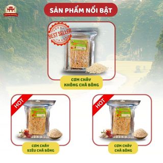 (200gr) Cơm Cháy "KHÔNG CHÀ BÔNG" nếp cái hoa vàng 3 vị sốt vị snack cay nhẹ.