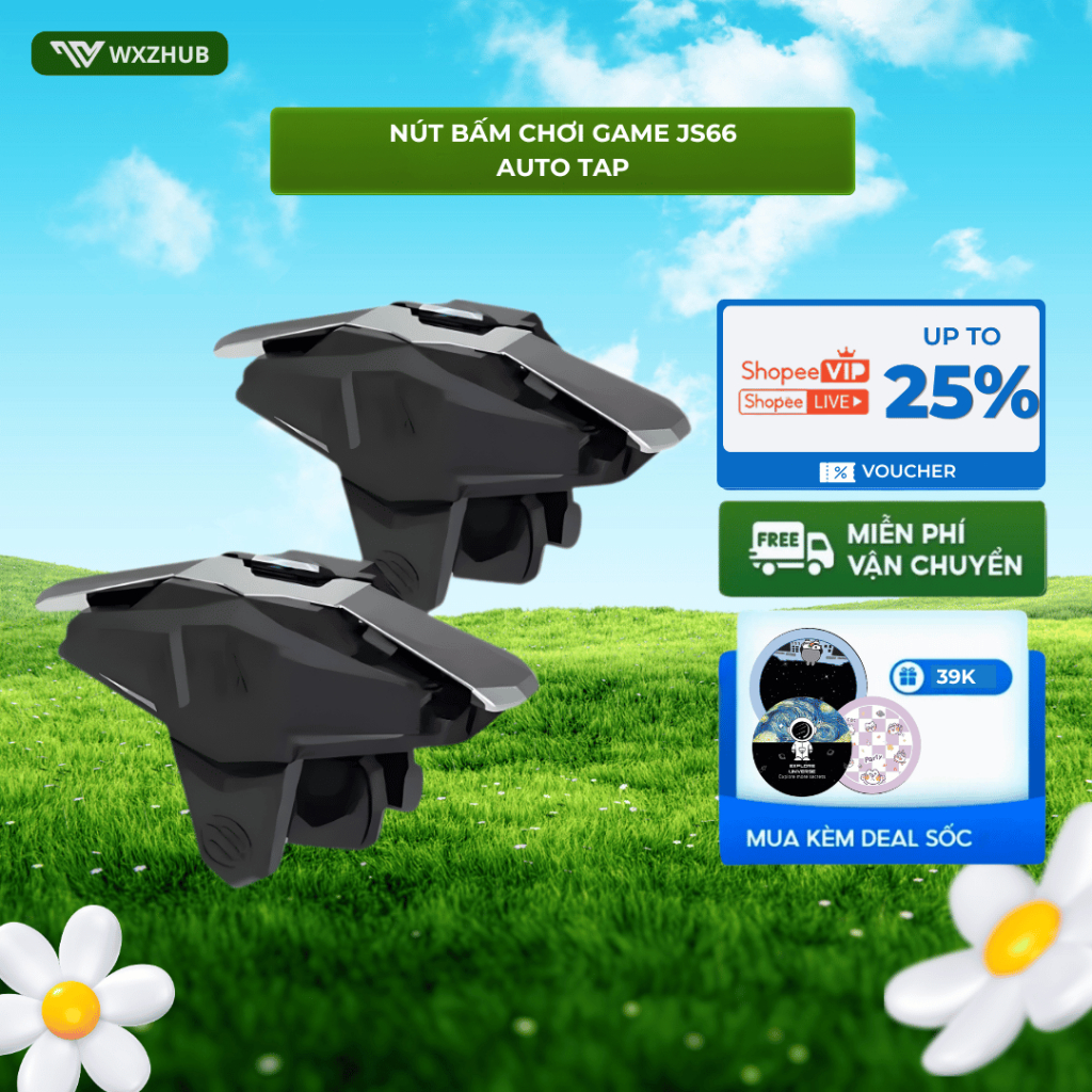 Nút Bấm Chơi Game JS66 Auto Tap, Phụ Kiện Gaming 4 Ngón, Chơi Game Cực Mượt