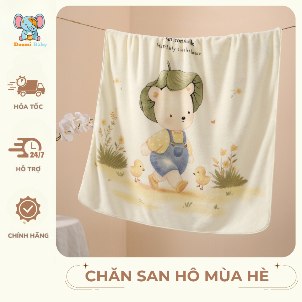 [Hàng Mới] Chăn Lông Cừu San Hô Cho Bé Kích Thước 80x80cm Doomi Baby - HT818