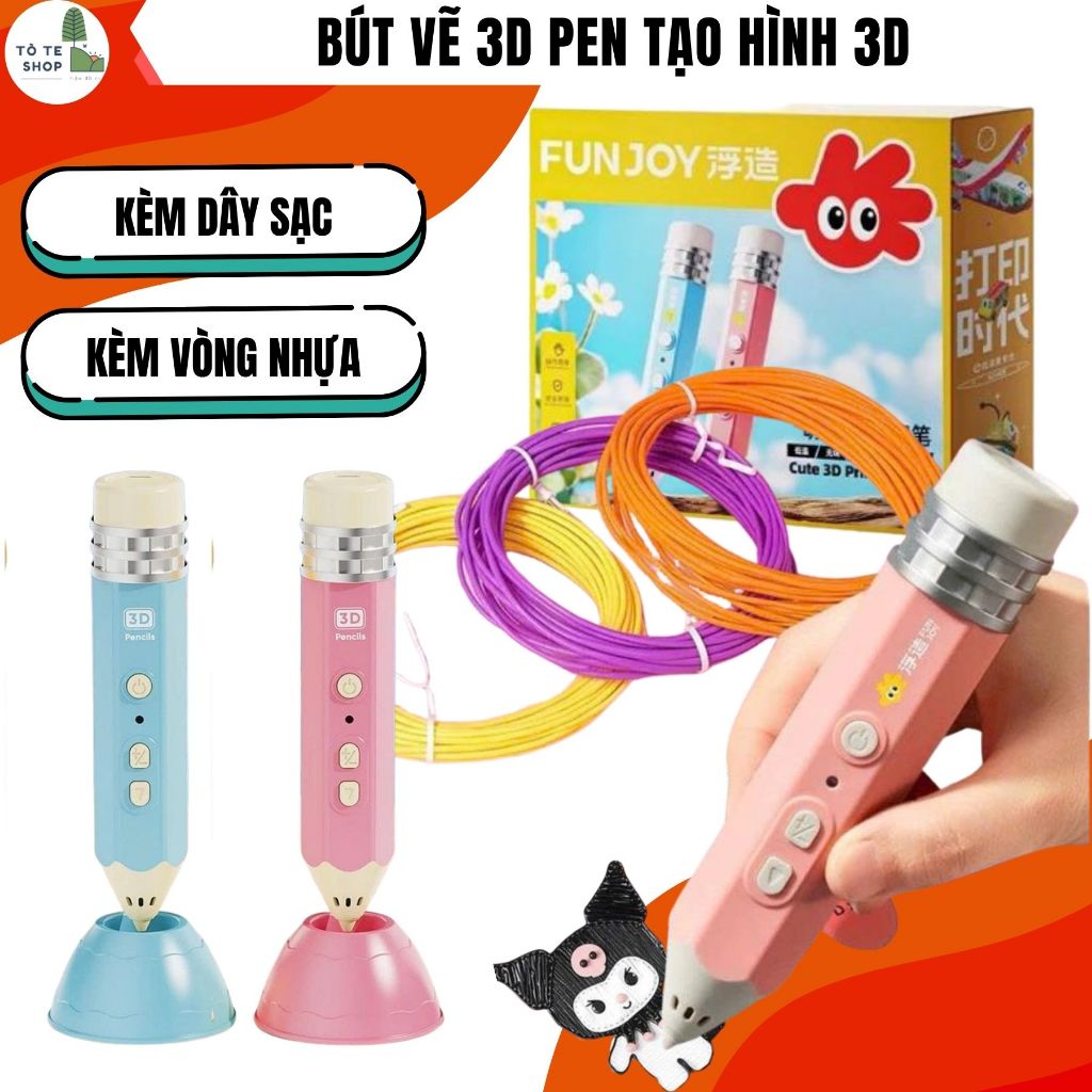 Bút vẽ 3D Pen tạo hình 3D sáng tạo Bút in 3D an toàn kèm filaments & mẫu vẽ, đồ chơi giáo dục phát t