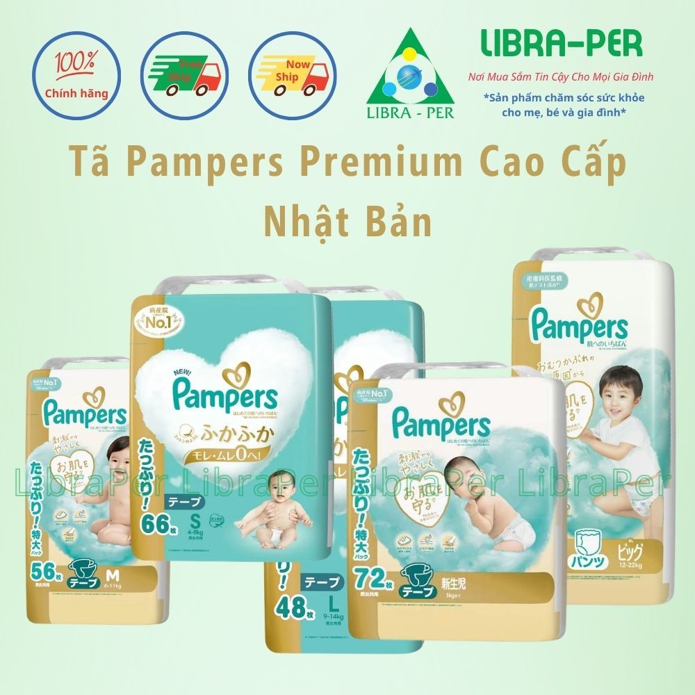Pampers Premium Nội Địa Nhật – Siêu Mềm, Siêu Mỏng, Dịu Êm Cho Da Nhạy Cảm, Khô Thoáng Cho Bé