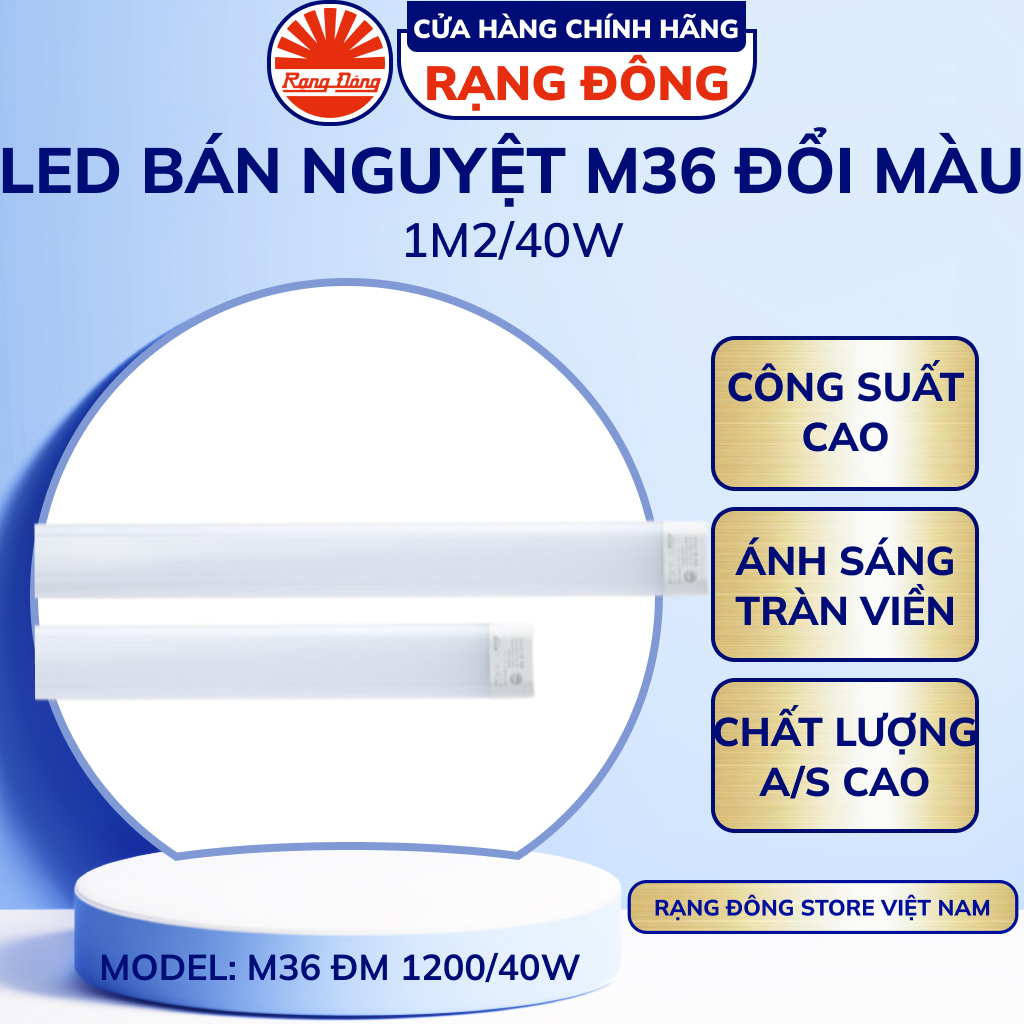 Đèn Bán Nguyệt Đổi Màu Rạng Đông  1m2 40W M36 Siêu Sáng, Tiết Kiệm Điện, Bóng Đèn Led, Tuýp Led Mode