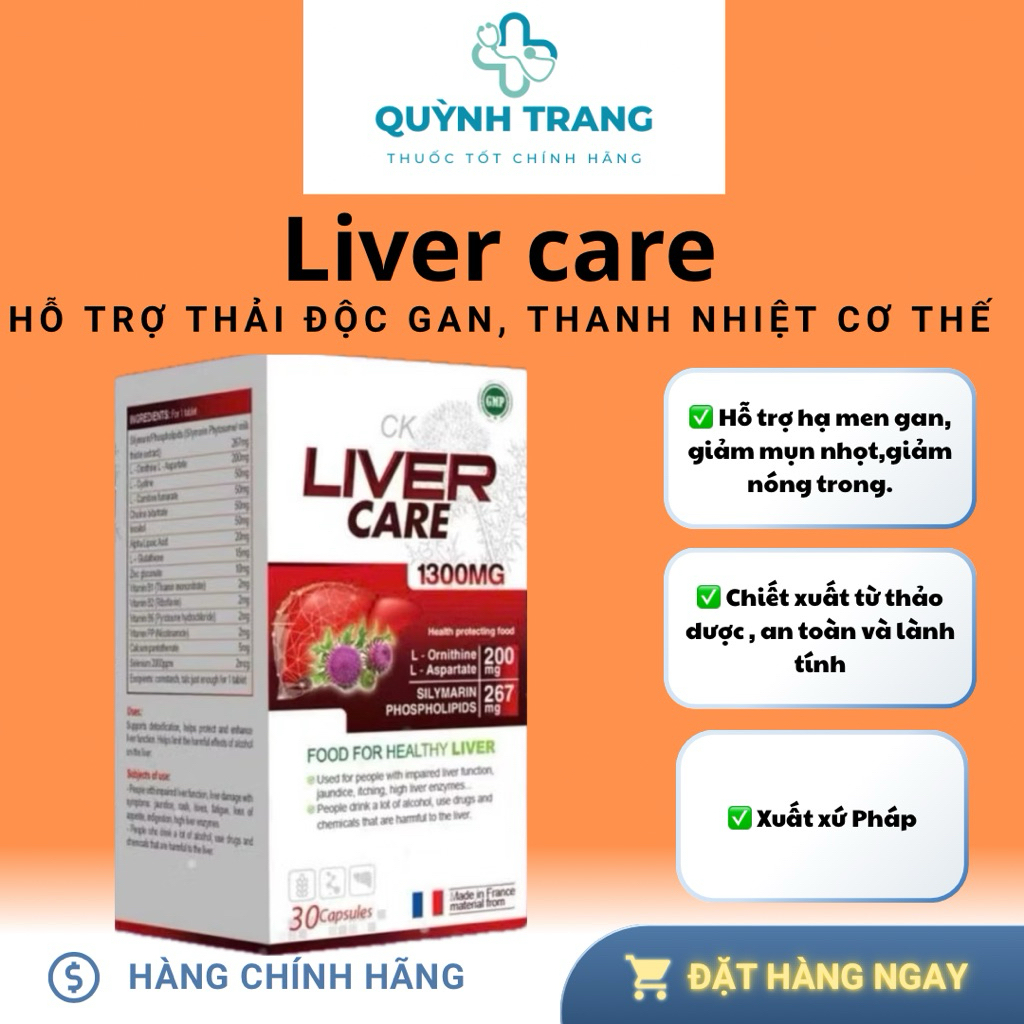 Ck LIVER CARE 1300 mg- nhập khẩu từ Pháp hỗ trợ thanh nhiệt, giải độc gan (Hộp/ 30 viên)