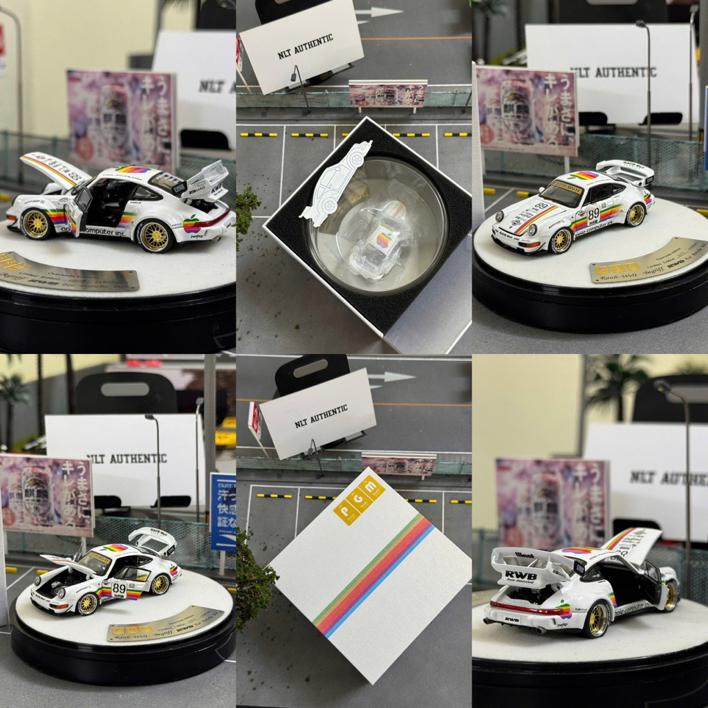 ( Newseal ) PGM 1/64 RWB964 Diecast Model White Apple Luxury Version ( Đế Tròn )