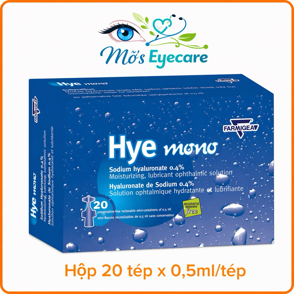 Nhỏ mắt Hye Mono 0.4% - Nước mắt nhân tạo - Giúp giảm khô mắt mỏi mắt - Hộp 20 tép - Date 12/2027