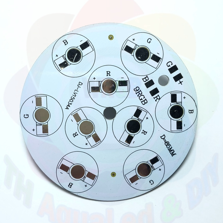 Mạch LED tròn RGB 9 chip 3 kênh đế led RGB luxeon 85mm 3 kênh mỗi cụm 3 led dùng nguồn 9Volt 3 kênh 