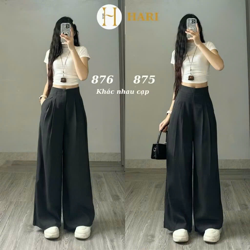 Quần tây công sở Hari ống suông ly to chất GOLD dài chùm phủ chân | BigBuy360 - bigbuy360.vn