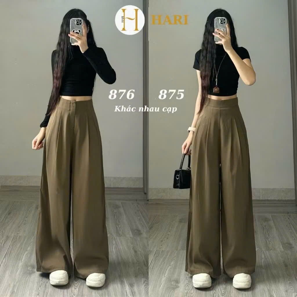 Quần tây công sở Hari ống suông ly to chất GOLD dài chùm phủ chân | BigBuy360 - bigbuy360.vn